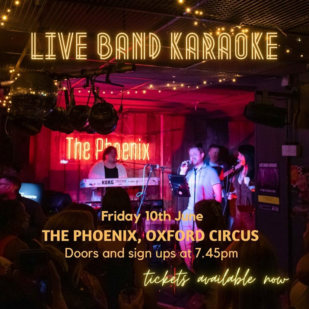 LBKPeckham's tweet photo. THIS FRIDAY we are back @thephoenix_w1. Join us on stage for your chance to sing with a live band in the heart of Oxford Circus! 
Tickets are available now via designmynight! Link in our bio 🎉🎙 https://t.co/mQfiKbXRPw https://t.co/pOzInPwYUM