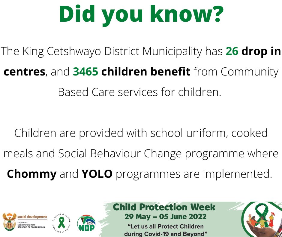 The_DSD's tweet image. The Drop-in Centres offer food nutrition, psychosocial support, and educational support through assistance with schoolwork, economic strengthening, health promotion through the provision of HIV and AIDS services, and overall childcare.
#ChildProtectionWeek2022
#CPW2022