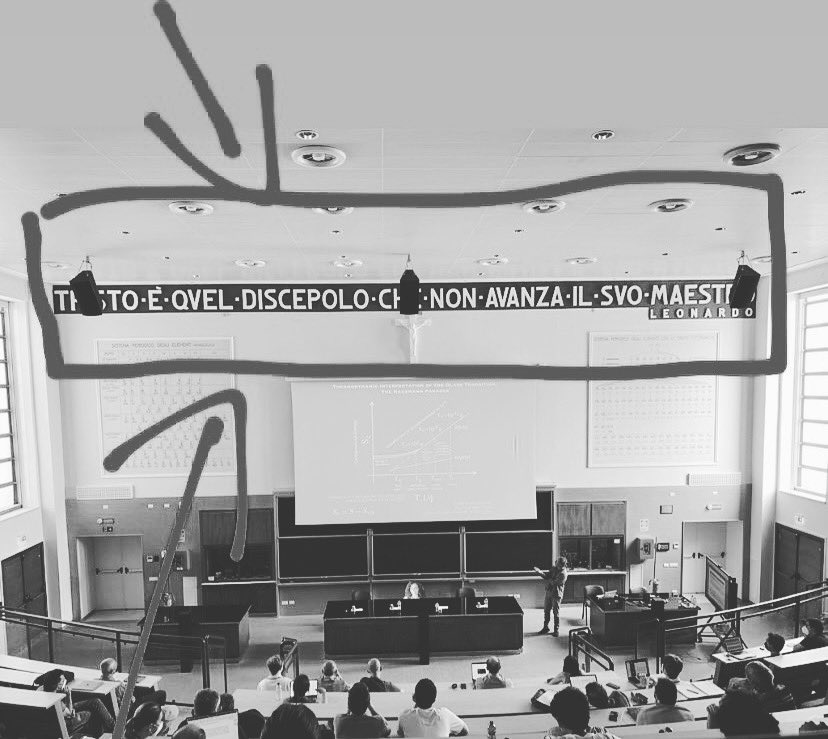 anto__benedetto's tweet photo. <<Tristo è quel discepolo che non avanza il suo maestro>> #Leonardo What a lovely and useful quote in this lecture theatre in Sapienza, Rome #Conferencing #Water #BioWater #ColloidalWater #ConfinedWater and much more… https://t.co/ktM1AxE6KU