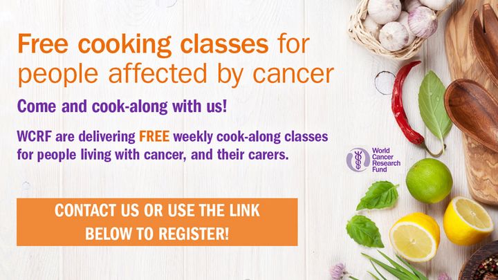 Are you or someone you know facing taste changes as a result of cancer? We offer FREE cookery classes for people affected by cancer.

Come along and cook with us! Pick a date and sign up today eventbrite.co.uk/e/wcrf-cook-al…