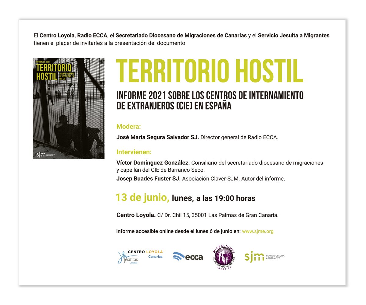 Direccion_ECCA's tweet photo. El #InformeCIE de @migrantes_sj se presentará en #GranCanaria y #Tenerife los días 13 y 14 de junio. https://t.co/7PALDLQib0
