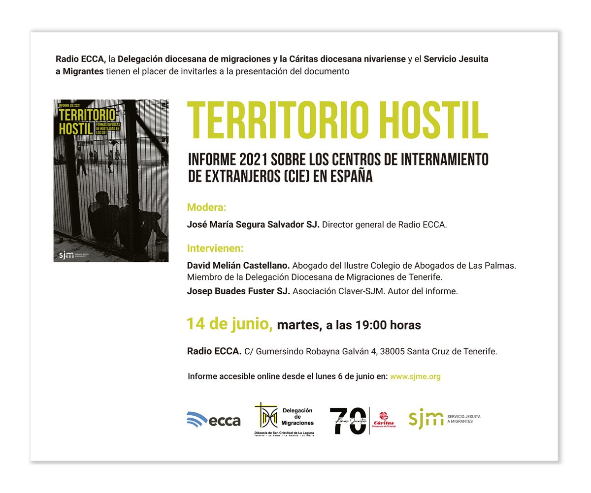Direccion_ECCA's tweet photo. El #InformeCIE de @migrantes_sj se presentará en #GranCanaria y #Tenerife los días 13 y 14 de junio. https://t.co/7PALDLQib0