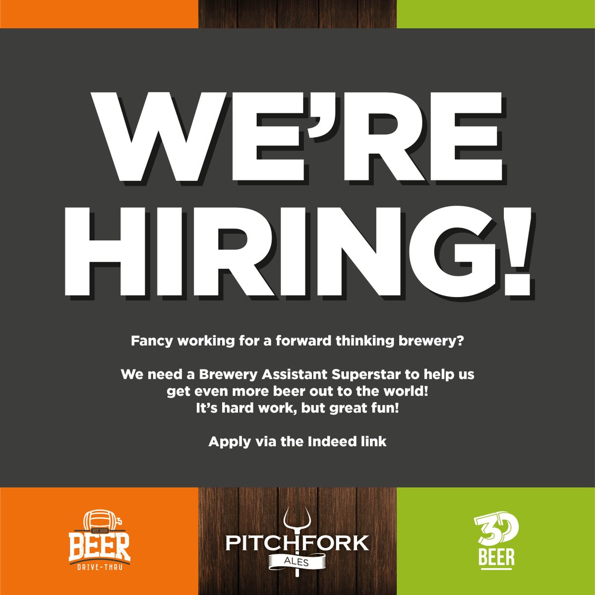 We're hiring! We need a Brewery Assistant Superstar to help us get even more beer out to the world. Apply now at indeedhi.re/3teEdcr