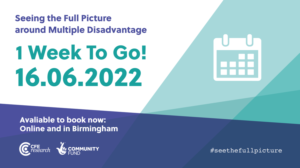1 WEEK TO GO! Hear about how changes to ‘the system’ have improved the lives of people facing multiple disadvantage across England. LAST CHANCE TO BOOK: bit.ly/3rFc7Gh #SeeTheFullPicture