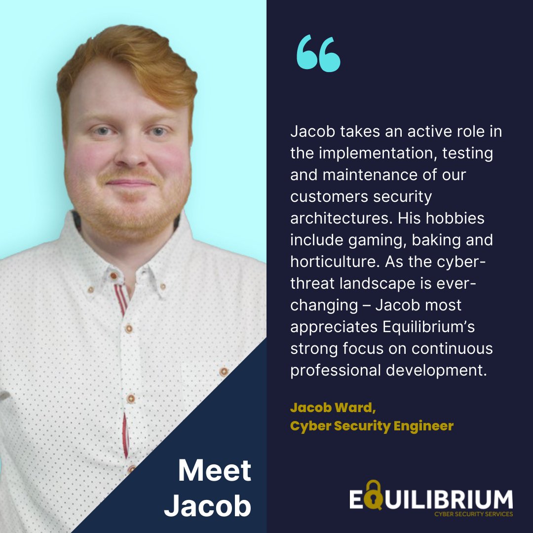 EquilibriumSS's tweet image. ⭐👨‍💼Meet the team Tuesday👨‍💼⭐

Meet Cyber Security Engineer Jacob Ward.

#MeetTheTeam #EquilibriumSecurity

Meet more of the team over on our website: lnkd.in/gKdqqXNR