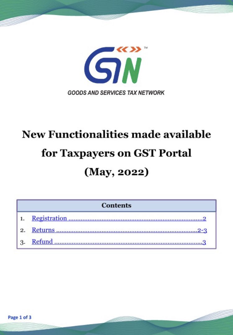 FinTaxClub's tweet photo. The Goods and Services Tax Network (“GSTN”) has issued module wise new functionalities deployed on the GST Portal in May, 2022 for taxpayers. #GSTupdates https://t.co/cai5KSFjNQ