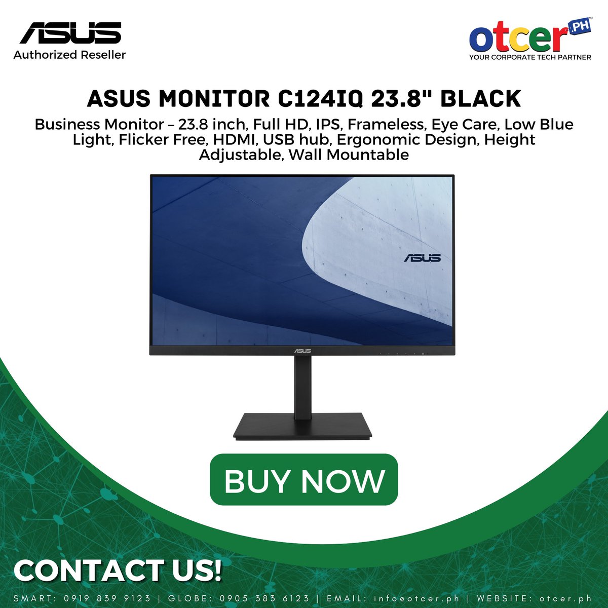 ASUS MONITOR C124IQ 23.8' BLACK

Php 9,995.00

ASUS C1241QSB Business Monitor – 23.8 inch, Full HD, IPS, Frameless, Eye Care, Low Blue Light, Flicker Free, HDMI, USB hub, Ergonomic Design, Height Adjustable, Wall Mountable

#Asus #asus #ASUSMonitor #asusmonitor #asusmonitors