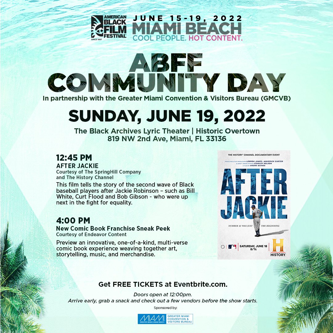 Excited abt @ABFF @MiamiandBeaches #CommunityDay. You should be too. Plan to join us. It’s #free! #abff2022 #blackcreatives