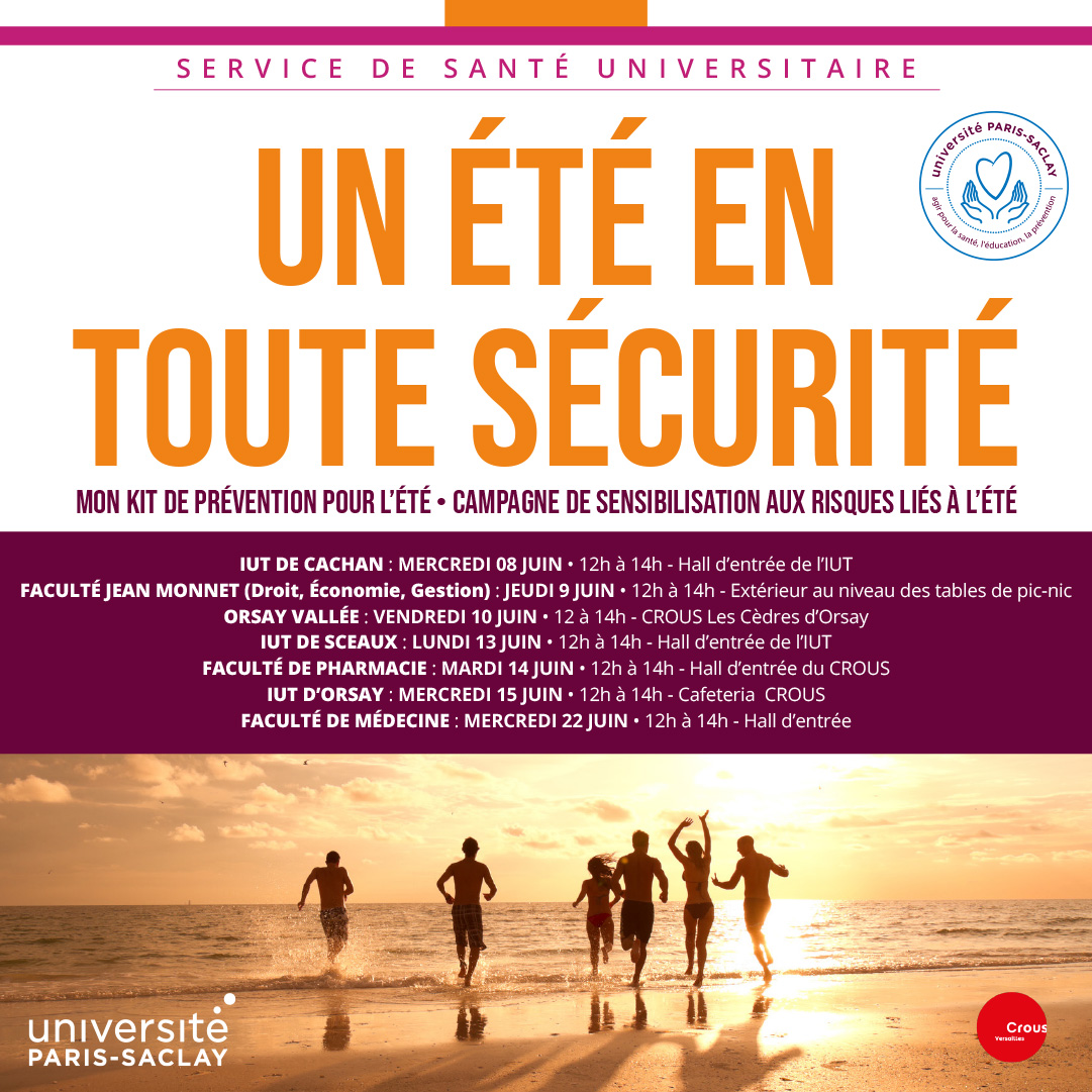 UnivParisSaclay's tweet photo. Bientôt l'été !☀️Le SSU @UnivParisSaclay organise une distribution de kits de prévention estivale, facilement transportables, pour vous garantir un été en toute sécurité ! 👍

Etudiant.e #UPSaclay ? Venez les chercher à partir du 8/06 ! 👇
https://t.co/jO6da4z9gF https://t.co/Ggim3k8dU0