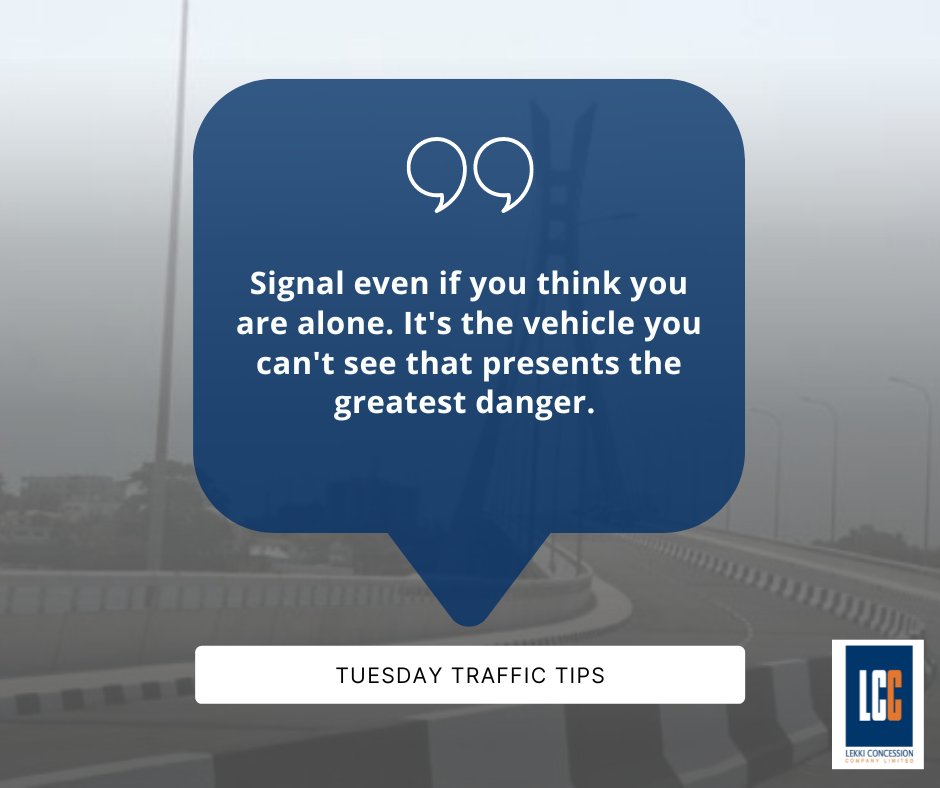 LCCTollRoad's tweet photo. Never give safety a day off.
SIGNAL or indicate even if you think you are alone on the road. It's the vehicle you can't see that presents the greatest danger.
#Tuesdaysafetytips
#everythingsafety
#roadsafetyseries https://t.co/hrd5aBzPPb