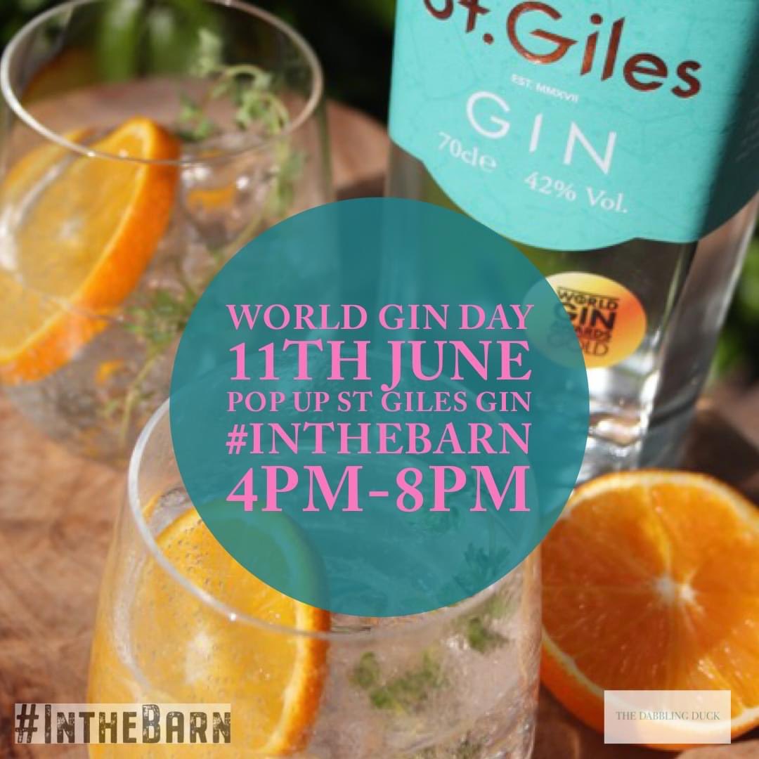 Don’t forget to visit us in the barn for our pop up <a href="/StGilesGin/">St. Giles Gin</a> stall to celebrate world gin day ! #worldginday #stgilesgin #thedabblingduckpub #inthebarn