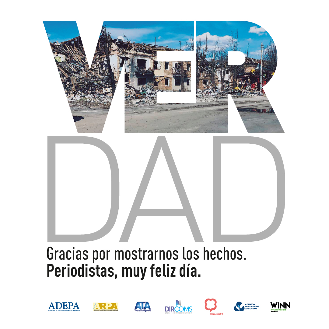 ConsejoRRPP's tweet photo. Hoy vas a ver este anuncio en todas partes. ¡Feliz día, periodistas! Hacé RT y mencioná a quienes te informan todos los días. #PeriodismoEsVerdad #DíaDelPeriodista

@circulodircoms
 @Adepargentina
 @consejopublarg
 @ConsejoRRPP
 @winnlatam https://t.co/v4NdTMuymg