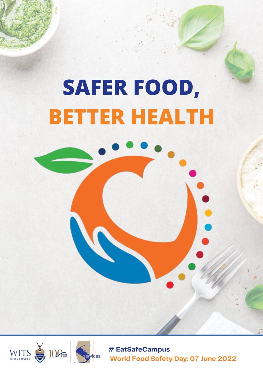 Wits University (@WitsUniversity) on Twitter photo 2022-06-07 11:01:54 #WorldFoodSafetyDay Safer food, better health'.Safe food is essential to human health and well-being. Celebrating #WFSD2022 is an important way of Making people aware of food safety issues. Click here to learn more fao.org/fao-who-codexa⦠#FoodSafety #SaferFoodBetterHealth #WorldFoodSafetyDay Safer food, better health'.Safe food is essential to human health and well-being. Celebrating #WFSD2022 is an important way of Making people aware of food safety issues. Click here to learn more fao.org/fao-who-codexa⦠#FoodSafety #SaferFoodBetterHealth