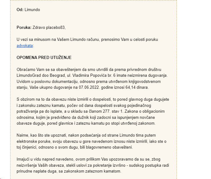 nislija's tweet photo. Hej @Limundo plaćam ovaj dug iz 2018. , nema problema. Svih 64,14 dinara. Ne planiram da koristim Vaše servise u budućnosti.
#limundo https://t.co/VFYhcX9Xom
