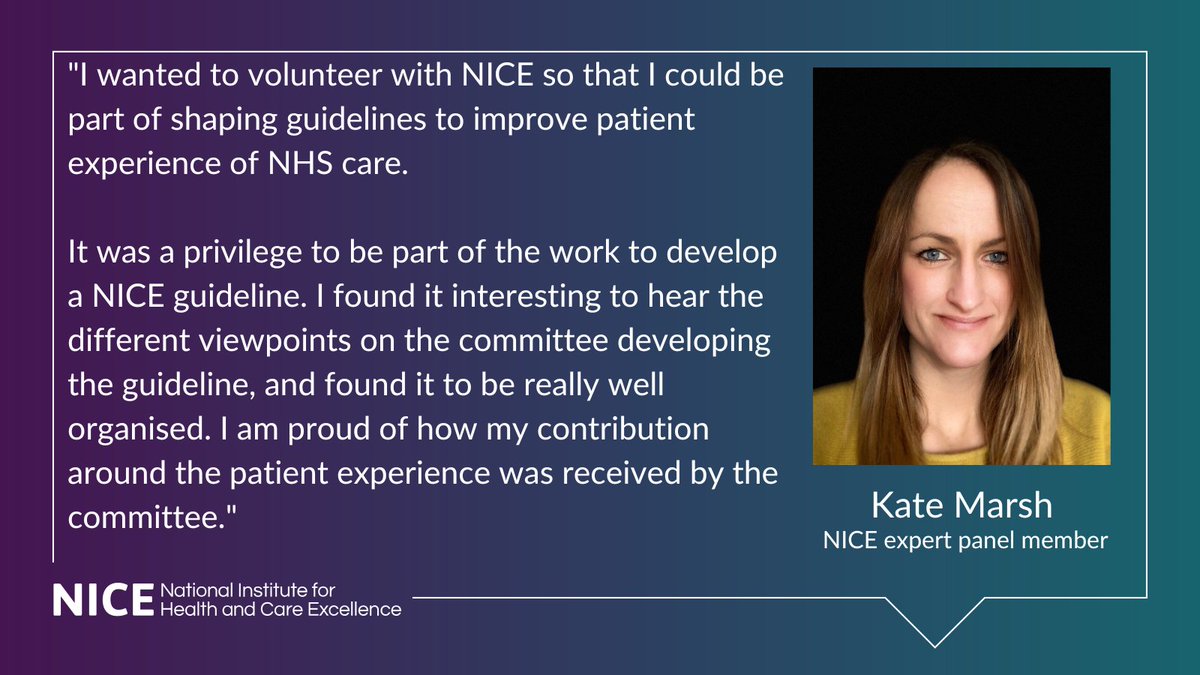 NICEGetInvolved's tweet photo. Here's Kate Marsh from the #NICEExpertPanel, talking about why she wanted to volunteer with NICE and how she feels about being able to use her experience to help others.

Thanks for all your hard work, Kate! #VolunteersWeek https://t.co/SQ7CpubIt6