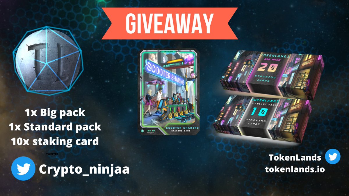 1x Big Pack, 1 Standard Pack, 10x Staking Cards #NFTGiveaway by <a href="/TokenLands/">TokenLands || Official</a> 

*Requirement
1️⃣Follow me &amp; <a href="/TokenLands/">TokenLands || Official</a>
2️⃣Like &amp; Retweet &amp; Tag 3 friends
3️⃣Comment Wax Address
4️⃣Discord - discord.gg/4GsKJ6Mu

⌚Ends 48 hours
🙂Good Luck

#WAXP #PlayToEarn #NFTCommunity  #FreeNFT