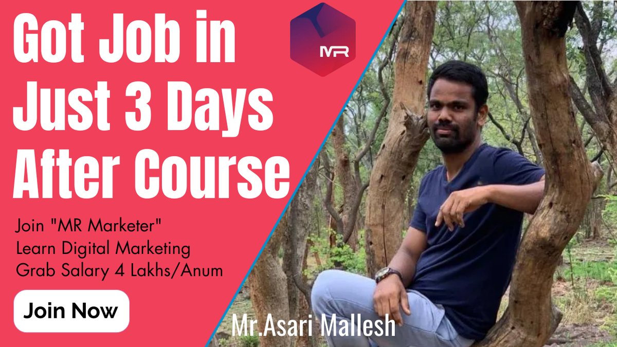 mrmarketer_in's tweet photo. I Got Job in just 3 days after joining the Course
https://t.co/Xdb5Khs3ai
This is an Interview of an MR Marketer Trainee, who got a job in Digital Marketing after taking the course and completing it with an internship certificate.
#mrmarketer #digitalmarketing https://t.co/b2JlTjfnkv