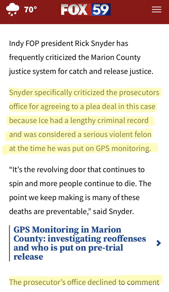 RickFOP86's tweet photo. MEARS MATH: Indy Prosecutor gives sweetheart plea deal to Repeat Serious Violent Felon

Combines 2 New Felony Cases + Offers 2 Years (Suspended) + Anger Management = GPS/No Jail

30 Days later Arrested for Murder! When asked questions Ryan ran away again #NoComment #RunninRyan https://t.co/6elRuxYAR5