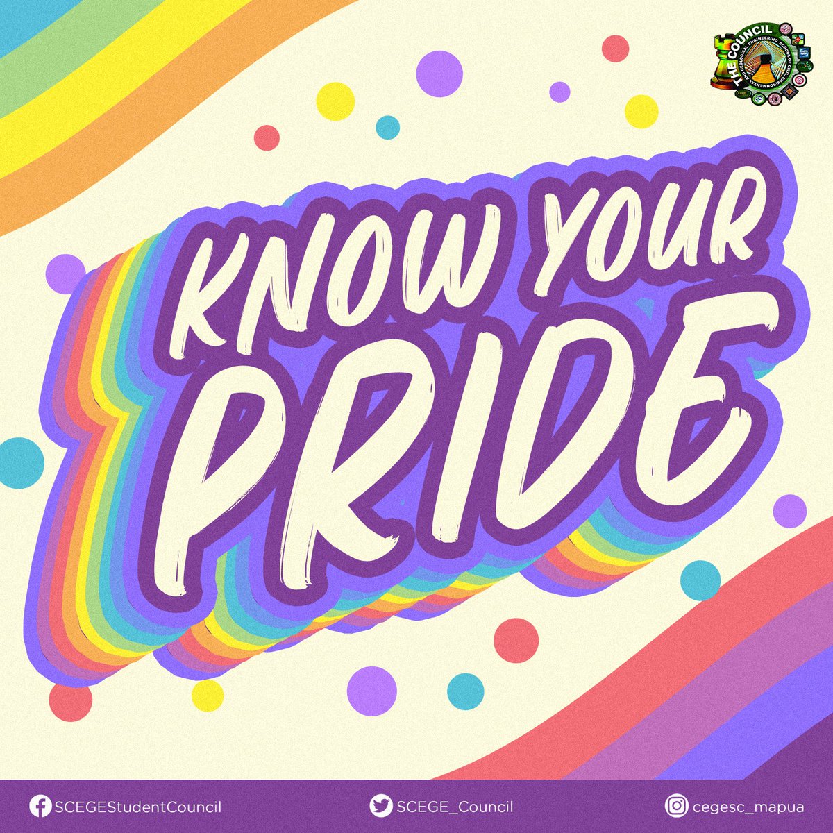 SCEGE_Council's tweet photo. 🌈𝑲𝑵𝑶𝑾 𝒀𝑶𝑼𝑹 𝑷𝑹𝑰𝑫𝑬🌈

This month of June marks an important event within the LGBTQIA+ community all across the world. Numerous pride events are organized to honor the impact LGBTQIA+ people have had in the world. https://t.co/uTvl0RgfKm