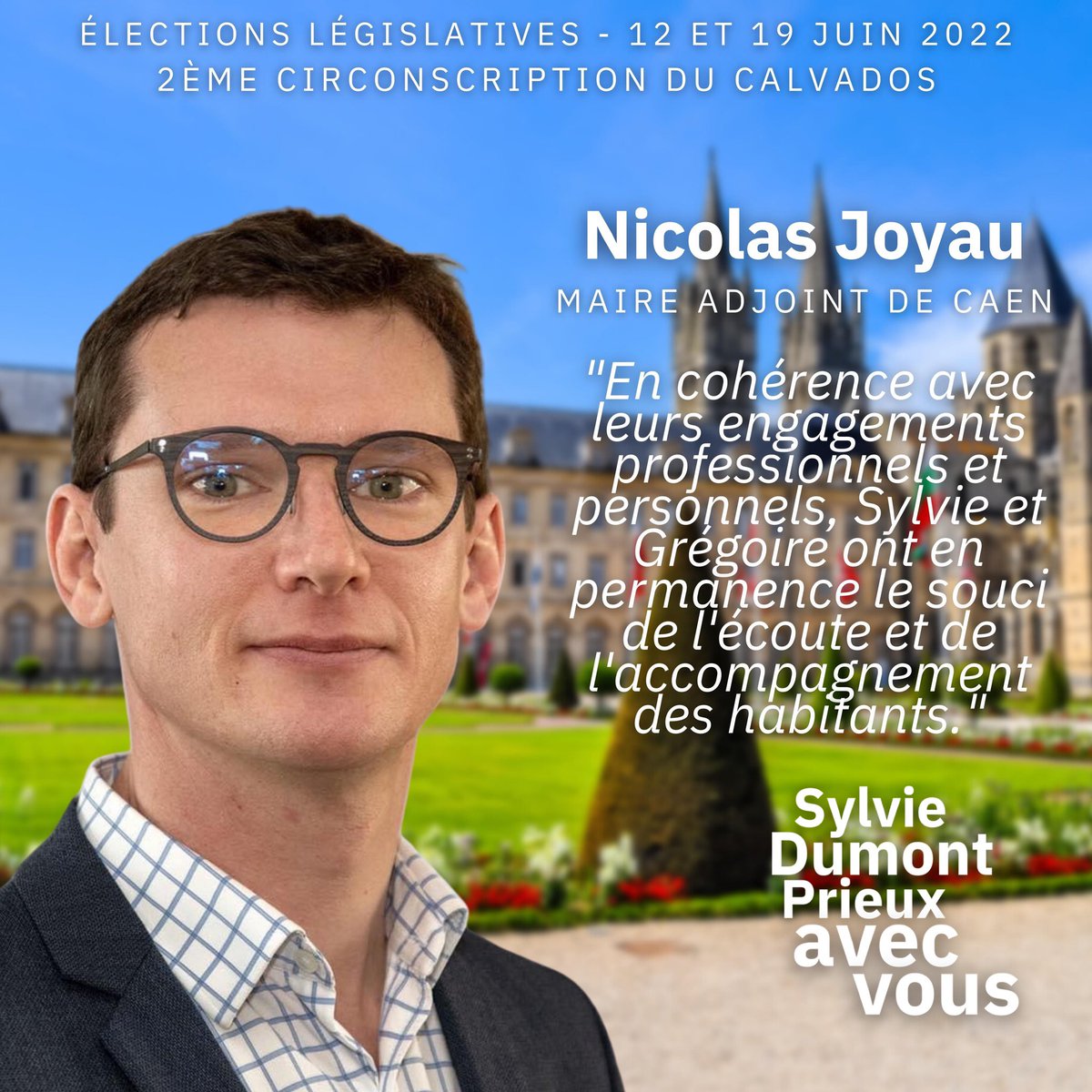 sylviedp2022's tweet photo. Adjoint au maire de #Caen en charge de l’urbanisme, de l’habitat et du renouvellement urbain, @joyaunicolas nous soutient ! ✨🚀

#Ensemble, votons pour la #majoritéprésidentielle à l’assemblée ! 🇫🇷

#Circo1402 #legislatives2022 https://t.co/7joz4KigPg