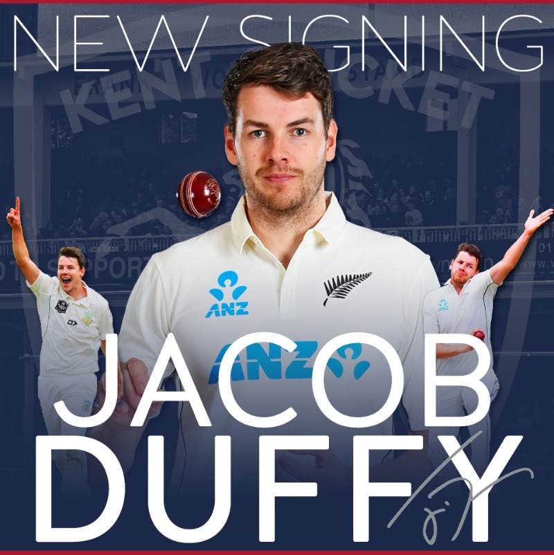 KentCricket's tweet photo. ✍ We're delighted to announce the signing of New Zealand's Jacob Duffy for our next two @CountyChamp matches