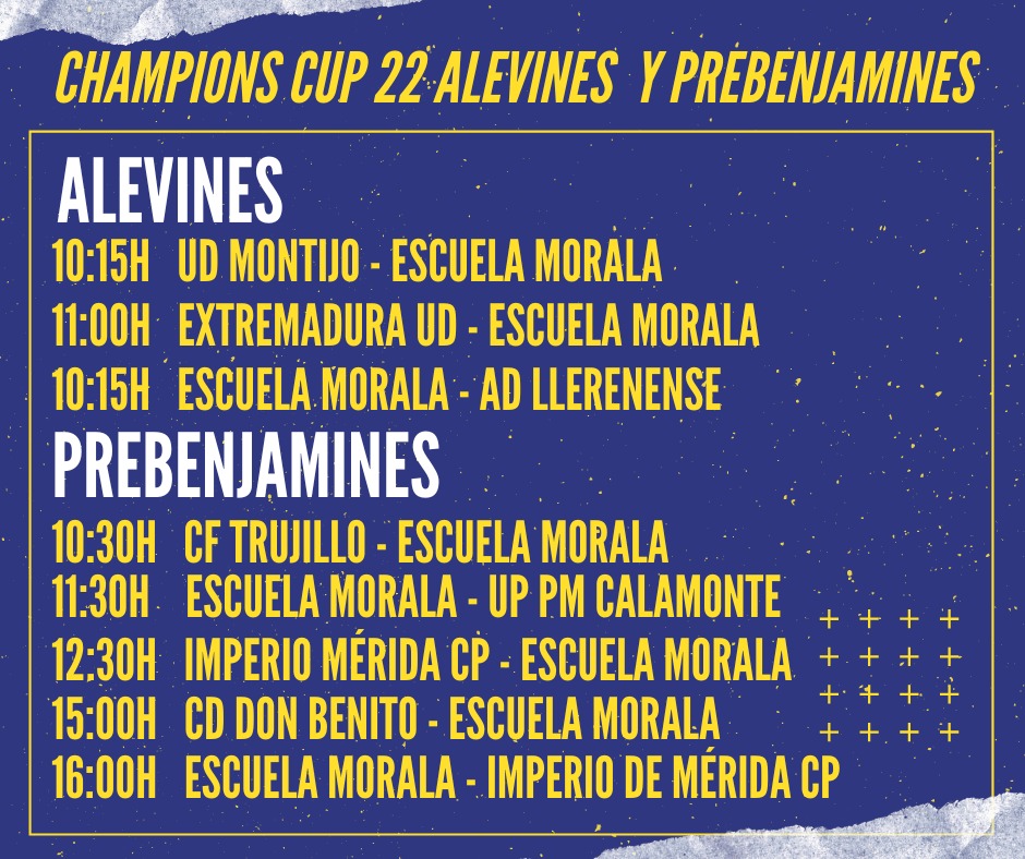 CHAMPIONS CUP 22

Nuestros Alevines y Prebenjamines estarán presentes en el torneo de <a href="/ImperioCp/">IMPERIO DE MERIDA CP</a>