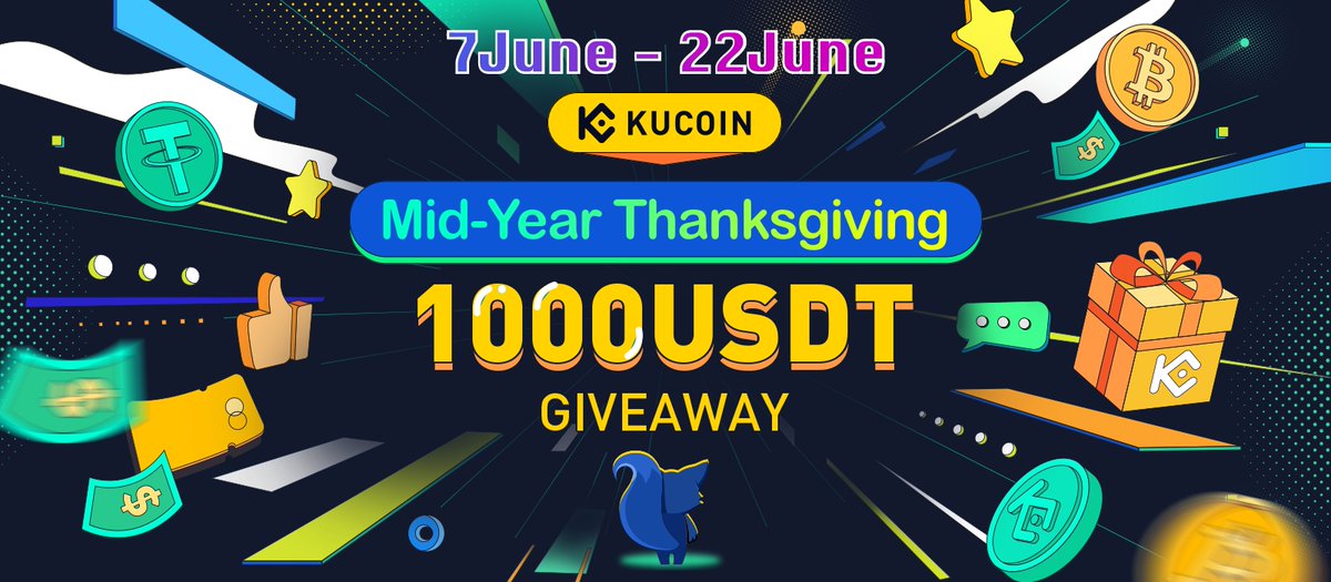 KucoinIndia's tweet photo. KuCoin India Mid-Year Giveaway

💰Total 1000 $USDT Giveaway

⌛️7 June - 22 June 2022

✅ Like, RT &amp; Follow us
✅ Join https://t.co/lPeBd2aMTP &amp; https://t.co/nErm2CK4vh 
✅ Fill https://t.co/WtgfBpgvbc

Details➡️https://t.co/MJeJwEiyPH https://t.co/LvwETY0BGZ