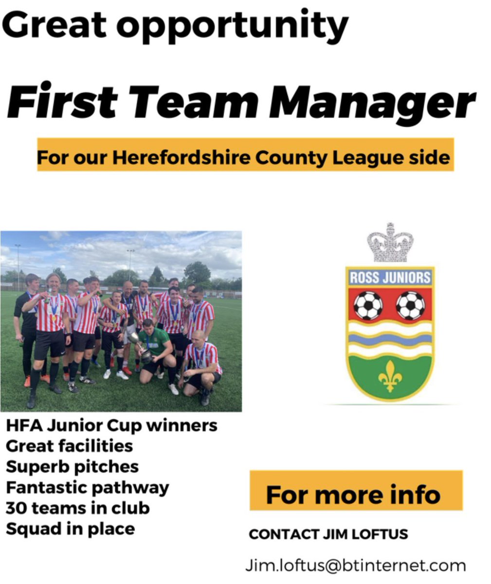 Great and rare opportunity for first team manager at the club