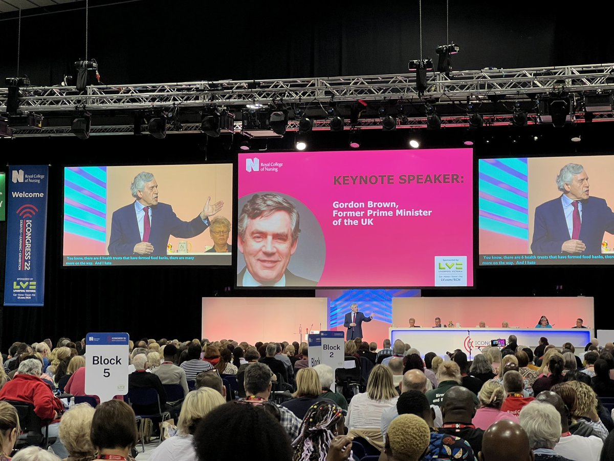 Fantastic keynote speaker <a href="/GordonBrown/">Gordon Brown</a> discussing the important role of nurses, global nurse shortages of 6million and vaccinations, and emphasises we need to invest in healthcare 
#RCN22 #RCNNI_NRN <a href="/RCN_NI/">RCN Northern Ireland</a> <a href="/theRCN/">The RCN</a>