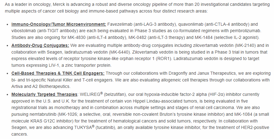 BertrandBio's tweet photo. Merck $MRK to Hold Investor Event to Highlight Oncology Portfolio and Pipeline #TIGIT #ILT4 #ILT2 #IL2 #ROR1 #CellRx (!!!) #HIF2a #KRASG12C https://t.co/kKRFg4ja8a https://t.co/BdwUmnyAoe