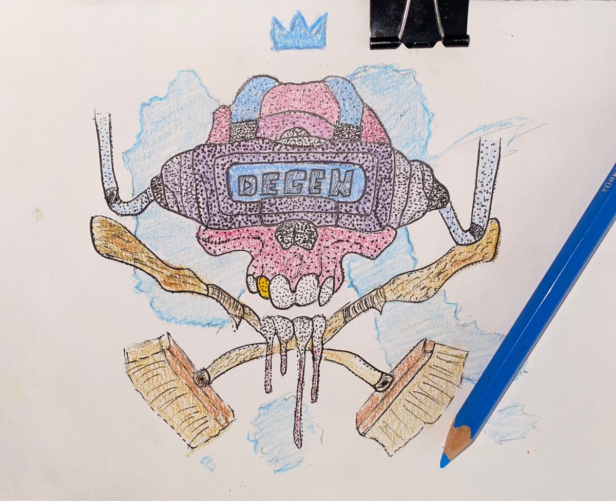 arci_totti's tweet photo. I'm so excited to made a homemade art for Degen fams, we already know each other from trippin ape , here is a big team, big community,  always make good content and creative people that we have.  I am grateful to our community for that.#urkannarmy @_Urkann @DegenSweepers 🧹🧹🧹🧹 https://t.co/XwNhHdeCVv