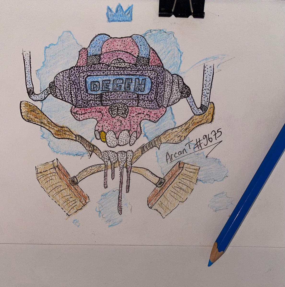 arci_totti's tweet photo. I'm so excited to made a homemade art for Degen fams, we already know each other from trippin ape , here is a big team, big community,  always make good content and creative people that we have.  I am grateful to our community for that.#urkannarmy @_Urkann @DegenSweepers 🧹🧹🧹🧹 https://t.co/XwNhHdeCVv