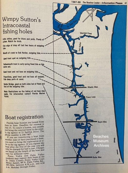 BeachesMuseum's tweet photo. It's National Fishing Week!

If you are heading out fishing you might want to check out this map of Wimpy Sutton's Intracoastal Fishing Holes! 

#nationalfishingweek #atlanticbeach #mayport #neptunebeach #jaxbeach #pontevedrabeach #palmvalley The Beaches Leader https://t.co/UntM0CqrMu