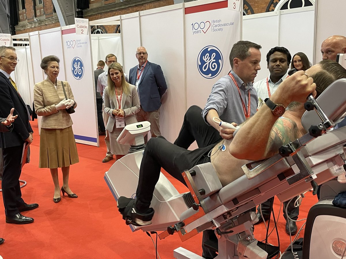Her Royal Highness The Princess Royal watches a demonstration of a live echocardiogram at the BCS centenary annual conference in Manchester. The Princess Royal visited the conference as our patron for our centenary year. #BCS100 #HRH