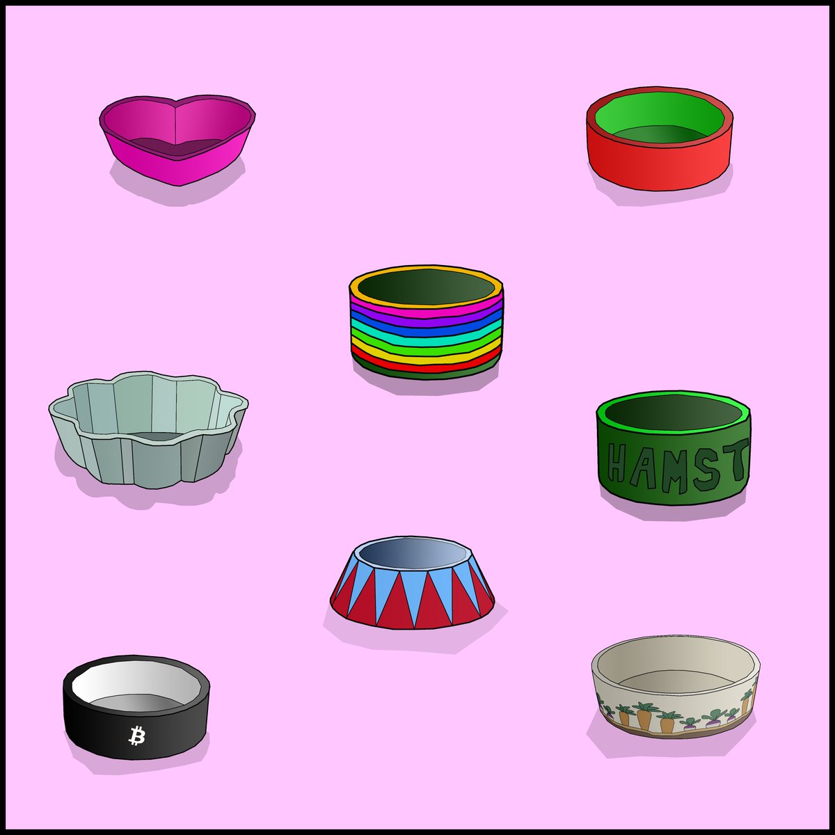 the_hamsteroids's tweet photo. Your little friend needs to eat too! The food bowls below have different rarity ratings. Which one do you think is the most rarest?

#The_Hamsteroids #NFTProject #ComingSoon #NFTs https://t.co/uPWMTZUlgf