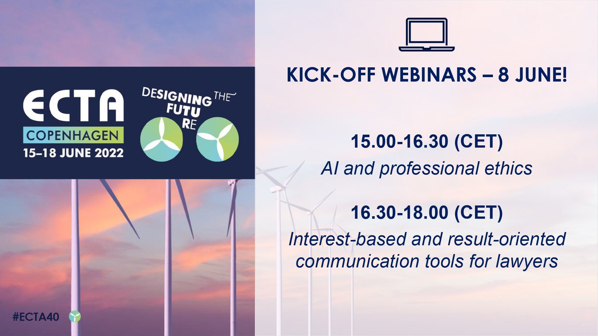 ECTABrussels's tweet photo. In preparation of the #ECTA40 Annual Conference in Copenhagen next week, don’t miss tomorrow’s kick-off webinars💻
❗️Only Conference registrants can attend the webinars
▶️Last chance to REGISTER to benefit from the whole Conference package: https://t.co/FCYUn3p8nr https://t.co/WBZNUdF5xt