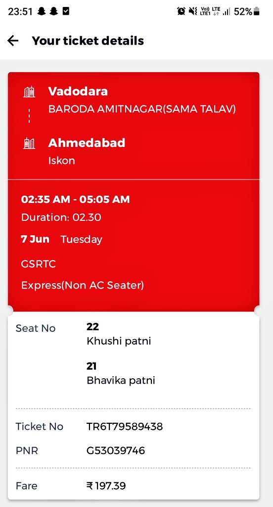 KHUSHIPATNI10's tweet photo. So today worst incident happened with me and my mom. I booked gsrtc bus ticket from @redBus_in for ahemdabad which boarding time was 2.35am. Me and my mom arrived 2.15 at boarding place. However, till 3.00 bus did not show up.@redBus_in @OfficialGsrtc @Bhupendrapbjp https://t.co/D0QeS9BKLb