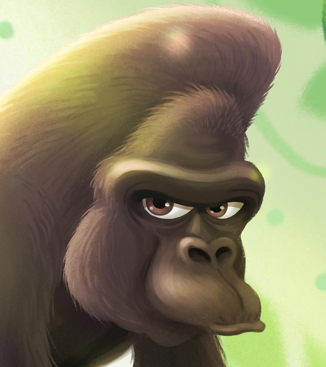 TaeKimDraws's tweet photo. I usually lose interest after drawing the character but I realize I need to pay more attention to background as well. Here is my Gorilla in his jungle 
#illustration #characterdesign #animation #childrensbooks https://t.co/8ONo3iTtAv