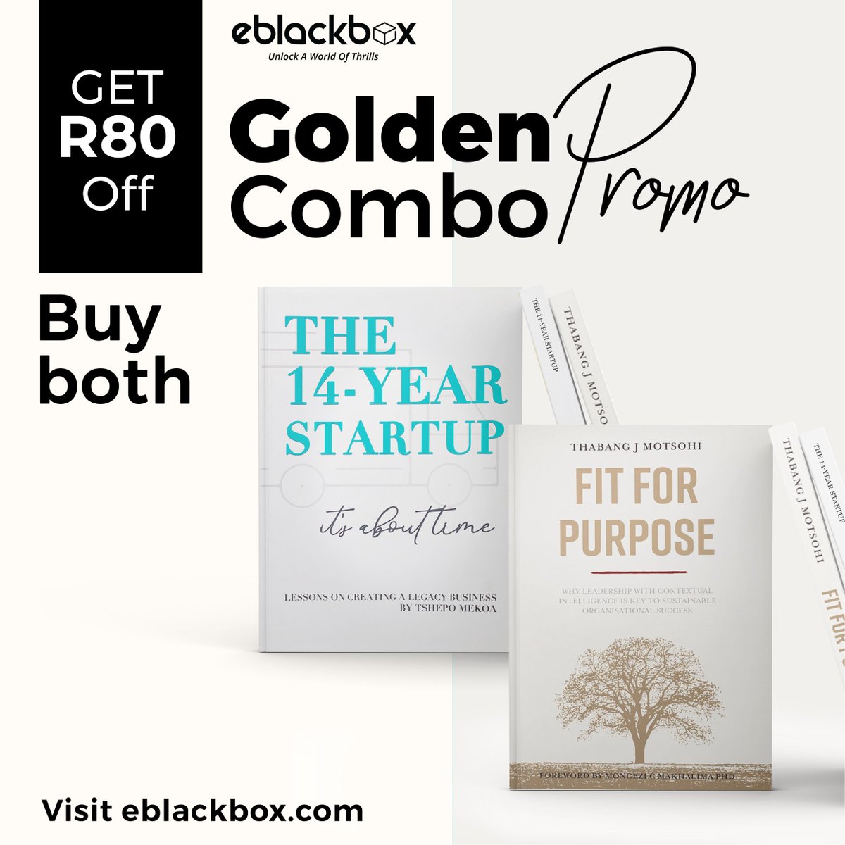 eblackbox_'s tweet photo. The Perfect Combo for entrepreneurs, business people, and those eager to stay ahead of the game! 

Buy Fit for Purpose by @MotsohiThabang and The 14 Year StartUp by @tshepomekoa and get R80 off!!! 

Only on: https://t.co/TxkmKhBEXt https://t.co/mhMjFreaJM