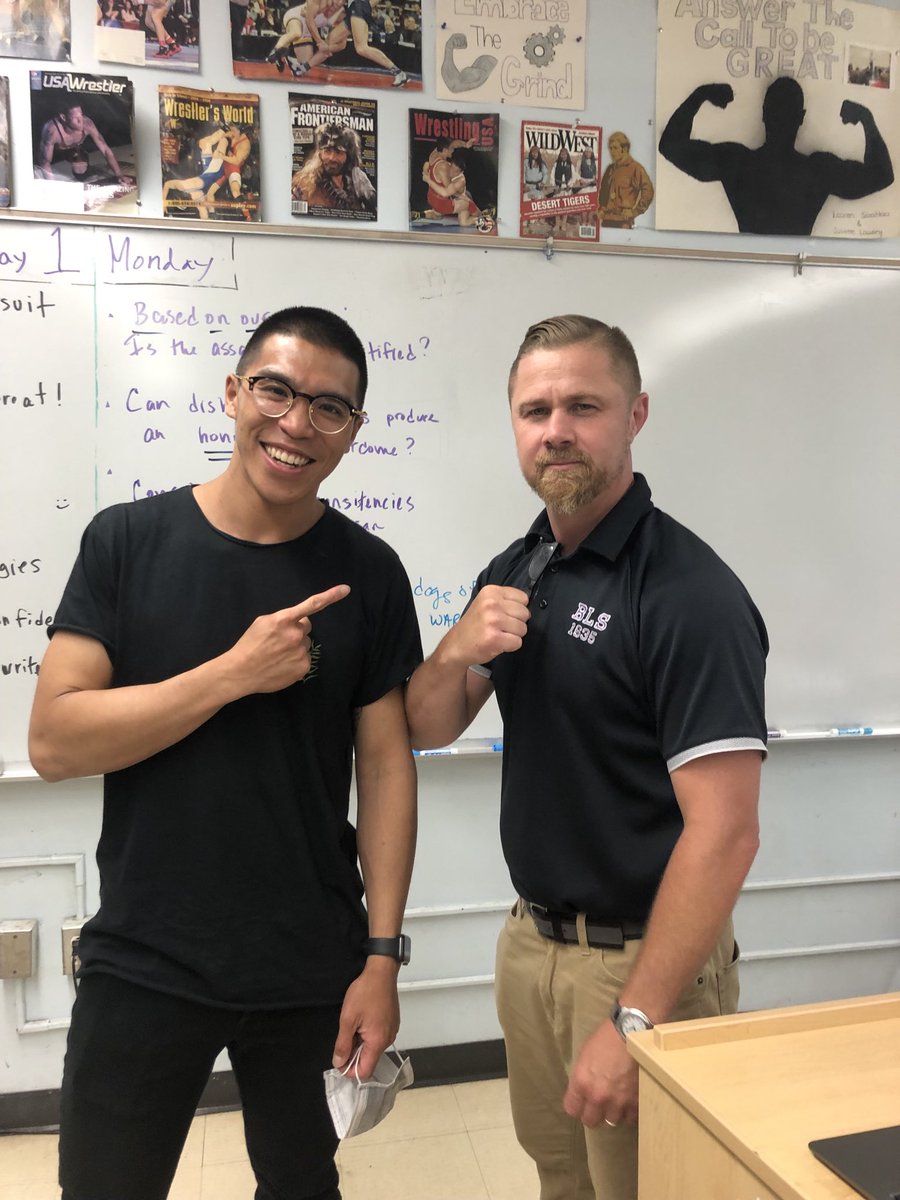 1635Wrestling's tweet photo. Great having Phil Nguyen ‘14 pop in unexpectedly. 

Joined as a sophomore. Captain senior year. Awesome leader &amp; he’s still grappling! + he made the best sales pitch to my 8th grade English class: wrestling at Boston Latin was the best experience in high school. 

Roll Pack! https://t.co/QzPjJpbwXk