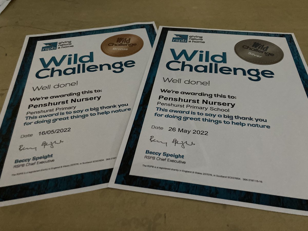 PenshurstSchool's tweet photo. We love doing our bit for nature. Penshurst Eco Club and Nursery pupils are pleased to have received a Bronze and Silver award in the Wild Challenge @RSPBLearning @EcoSchools #TransformOurWorld https://t.co/BhqN1s3Dmw