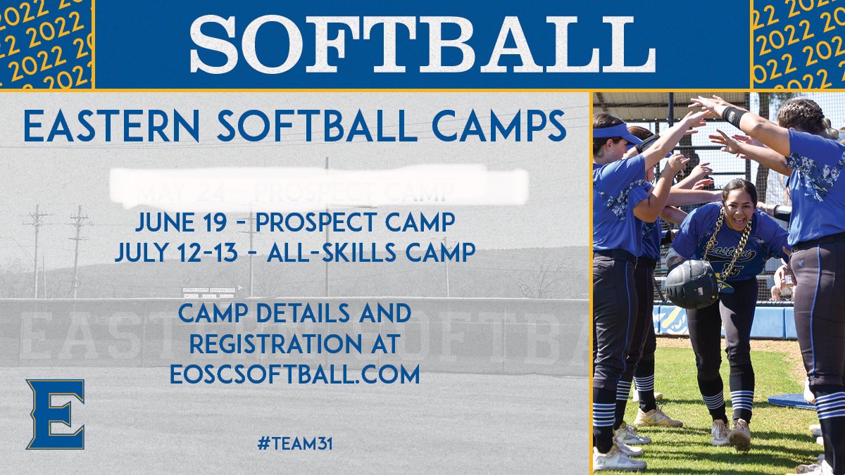 EOSC_Softball's tweet photo. Only 1️⃣ more opportunity to get in front of us on our own field as a prospect this summer! Registration ends at midnight on June 18. #EOSCSoftball https://t.co/G1WrDdkJtj