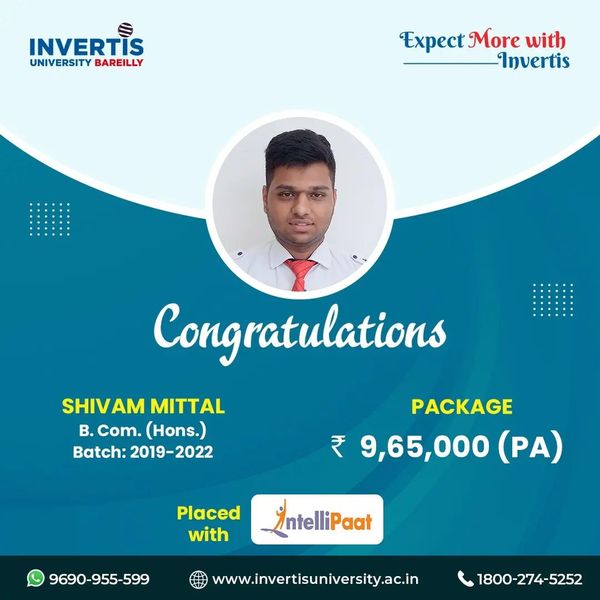 InvertisUni's tweet photo. Congratulations to our https://t.co/SLbYQZ3Gvp (H) students Priyanshu, Parul and Shivam for getting placed at Education Company Intellipaat. Enjoy the fruits of your hard work! We wish you a very long and successful career ahead!🥳
#lifeatinvertis #bareilly #invertisuniversity https://t.co/TodFYQrQjt