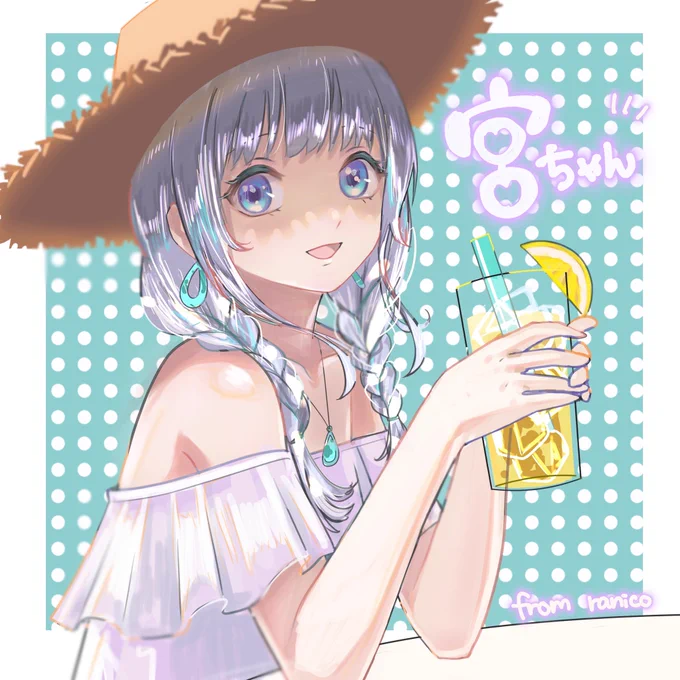 一足お先に夏宮ちゃん!  キラキラ/銀髪/かわいい属性の宮ちゃん描いてて楽しかった ありがとうございました!!  #somemiyart   #イラスト