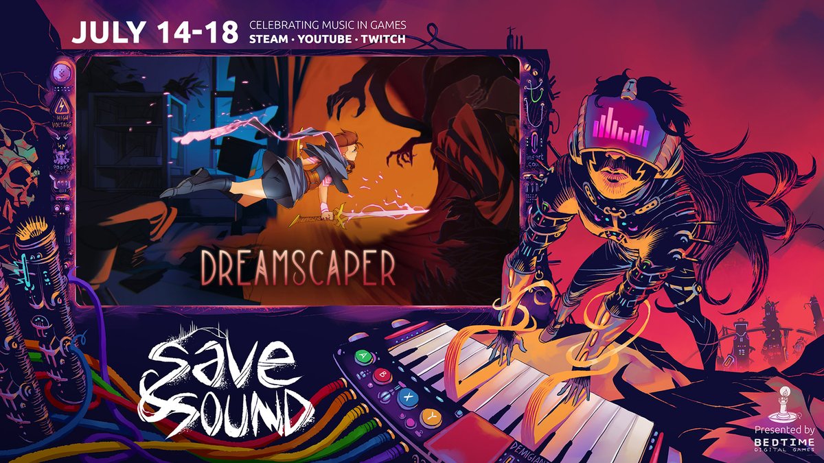 New addition to #SaveAndSound ⚡️

Dreamscaper by <a href="/DreamscaperGame/">Follow @AfterburnerDevs</a> <a href="/freedomgamesgg/">Freedom Games is now indie.io</a> 

DREAM. DIE. WAKE. REPEAT.

LIVE show July 14 -18, all games on saveandsound.io 🤘