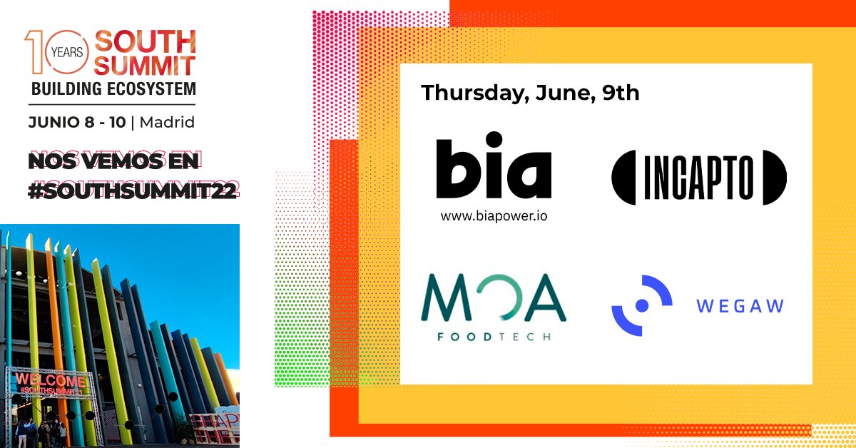 BStartup's tweet photo. #SouthSummit22 | Las prometedoras startups Amphora, @NapptiveCompany, @trustiu_com, offUgo, @FoodtechMoa, @we_gaw, #BiaPower e @IncaptoCoffee, participadas @BStartup de @BancoSabadell, estarán en @south_summit.

¡No perdáis la oportunidad de conocerlas! https://t.co/967md4QwqC https://t.co/7qbjBXCBuz