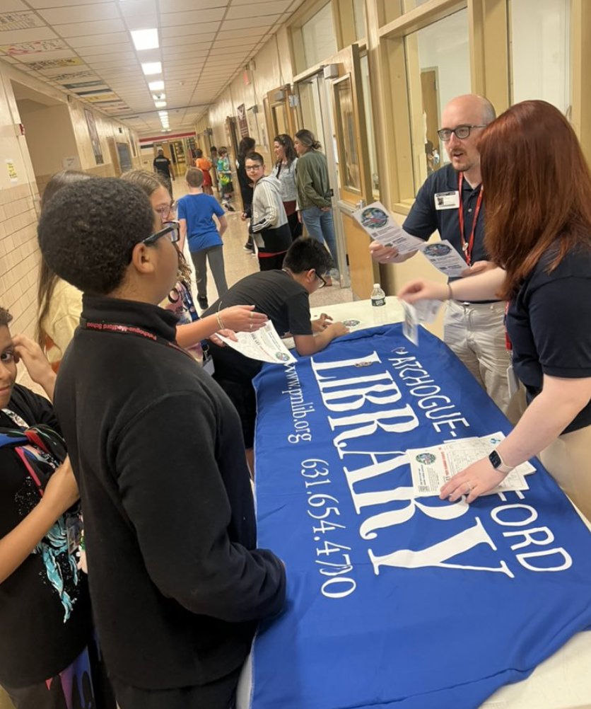 Thank you to the Patchogue-Medford Public Library for visiting our middle schools and getting students excited about the summer activities at our public library!