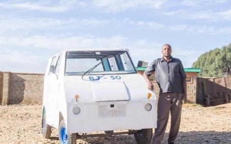 FaithNyakerari1's tweet photo. Samwel Njogu, a Laikipia County resident who turned into a nationwide sensation due to his tuk-tuk invention, has finally started mass producing his famous car units. To cut costs tyres, ball joints &amp; shock absorbers are locally sourced  #MadeInKenya https://t.co/5zL2PPZAKl