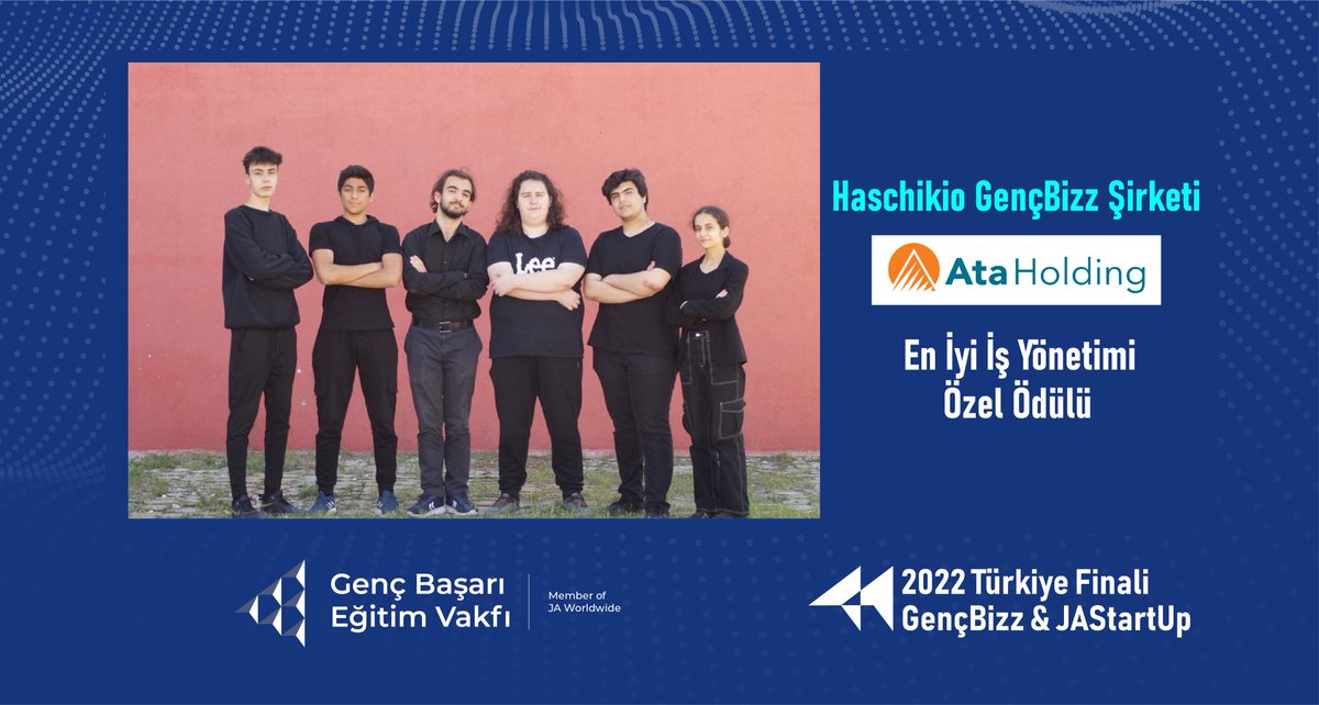 GençBizz Türkiye Finali’22 Ata Holding destekleri ile verilen ‘’En İyi İş Yönetimi Özel Ödülü’’nü kazanan ekibimiz Haschiko GençBizz Şirketi’ni tebrik ediyor başarılarının devamını diliyoruz.

<a href="/TCBEBKA/">BEBKA</a> <a href="/EskisehirMem/">Eskişehir İl Milli Eğitim Müdürlüğü</a>

#gencbizz #gencbizz2022 #gencbizzfinal #Gen_E #CoYC22 #JAEEC22