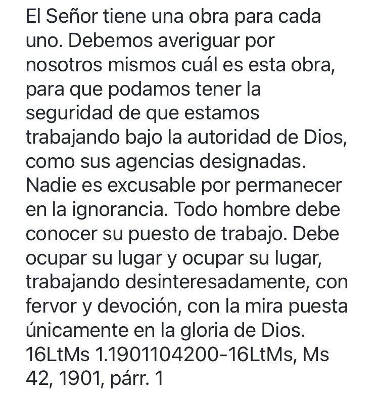 walteralana's tweet photo. El Señor tiene una obra para cada uno. Es nuestro deber averiguar cuál es esa obra para tener la seguridad que estamos sirviendo a Dios y no a los hombres-EGW https://t.co/li6Q5qtTTA